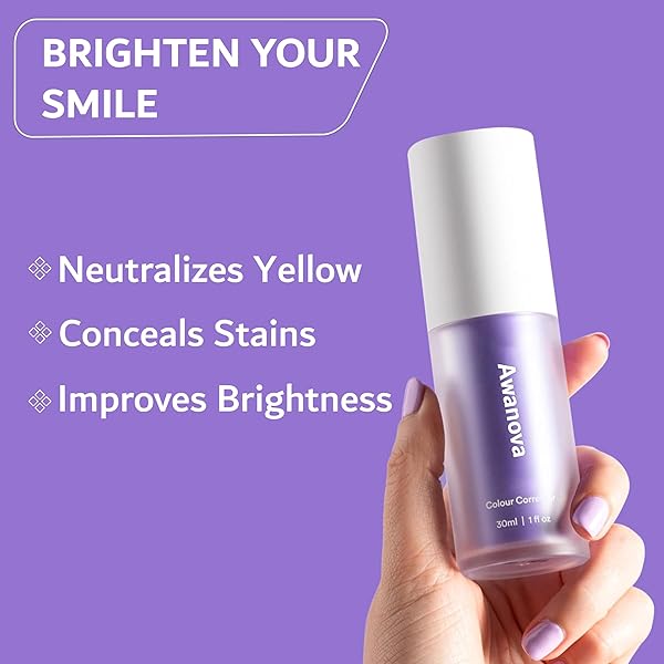 AWANOVA 30ML PURPLE TOOTHPASTE FOR TEETH WHITENING, COLOR CORRECTOR TOOTHPASTE, ADVANCED STAIN REMOVAL, HEALTHY SMILE, CONFIDENT YOU WITH PURPLE TEETH WHITENING GEL, COLOUR CORRECTOR