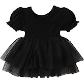 TENTIDE Newborn Baby Girl Romper Dress Ruffle Short Sleeve Solid Casual Tulle Dresses Baby Girl Clothes for Girls 0-24Months
