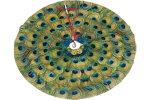Juhucc Peacock Feathers Circle Christmas Tree Skirt 36 in for Christmas Decorations Skirt Rustic Xmas Holiday New Year Party Tree Mat Decor Indoor Outdoor Christmas Tree Mats