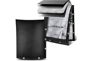 I FRMMY Heavy Duty Backflow Insulation Cover with Two Hook and Loop Openings for Winter Freeze Protection - Outdoor Pipe, Sprinkler, Faucet, and Valve Protection, 16''W x 20''H - Black