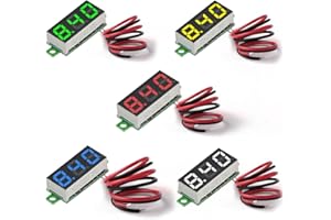 MakerFocus 5pcs Mini Digital DC Voltmeter 0.28 Inch Two-Wire 2.5V-30V Mini Digital DC Voltmeter Voltage Tester Meter 5 Colours