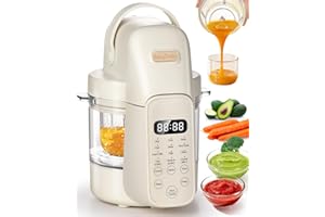 Baby Dolce Baby Food Maker, 9 in 1 Glass Baby Food Processor Steamer Puree Blender with 6 Blades, One Step Cook Grinding, Touch Screen Control, Multifunctional Blender with 24h Timer, Dishwasher Safe