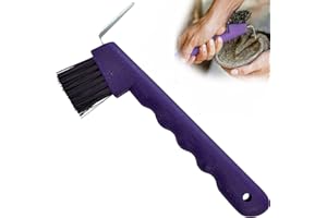 Jeffers Equine Hoof Pick & Brush, Purple – Horse Hoof Cleaning Tool for Grooming, Farrier, Equestrian Care – Durable Hoof Pick with Stiff Bristles – 4 inch Easy Grip Handle