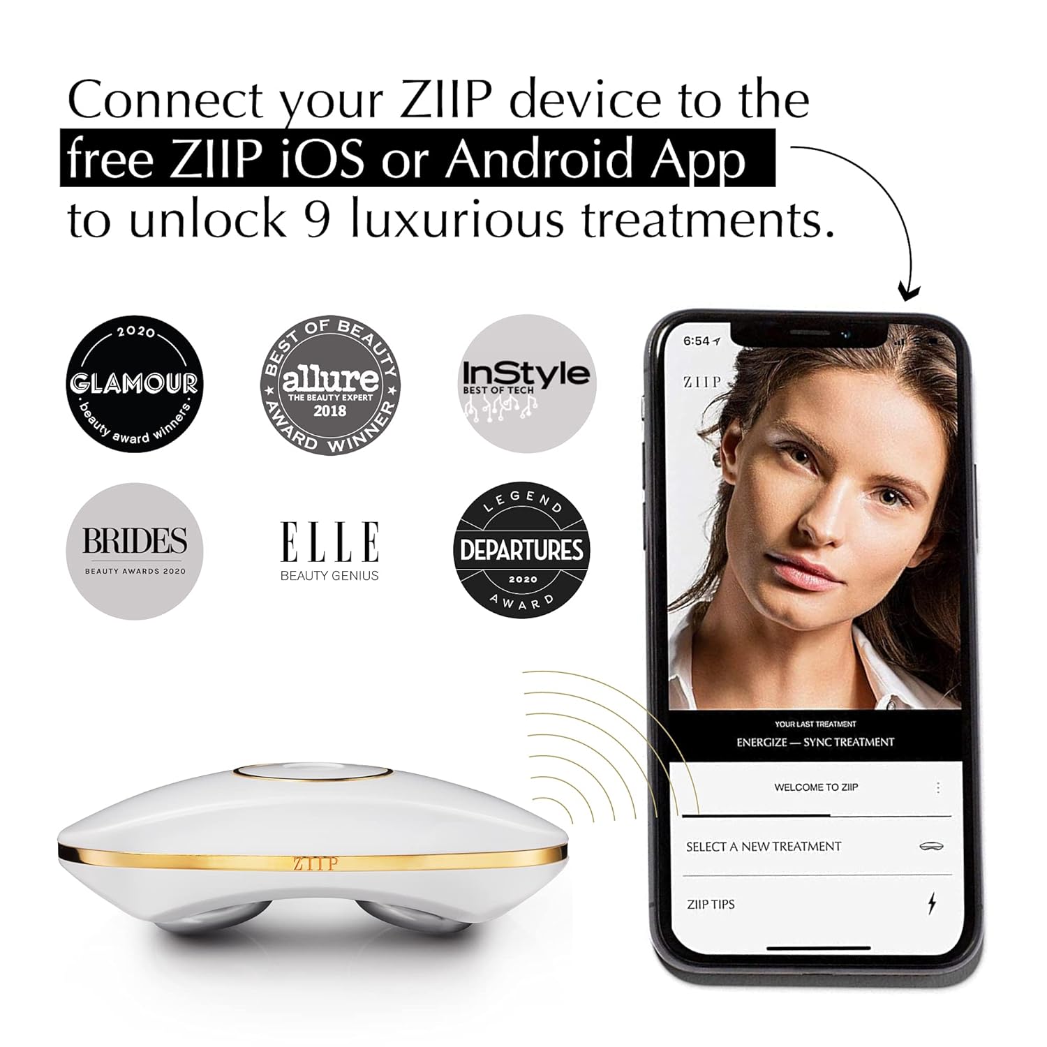 ZIIP Beauty Microcurrent Professional Facial Device | Portable, Kit, Conductive Gel, Charger, & Bag: Beauty