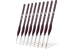 Mr. Pen- Detail Paint Brushes Set, 9 pcs, Brown, Fine Tip Paint Brush with Wood Handle