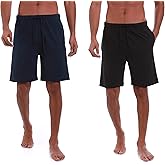Men’s (2-Pack) Cotton Rich Knit Short | Sleepwear Shorts with Pockets | Ultra Soft, Breathable (Made in Egypt)