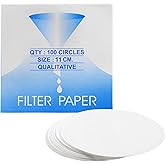 Eisco Qualitative Filter Paper, 10 Micron, Medium Speed, 11 cm, 100 Pack | Fewer Reorders, Defined 10 Micron Cutoff, Qualitative Separation, Balanced Flow &amp; Retention, Chemistry Filter Papers