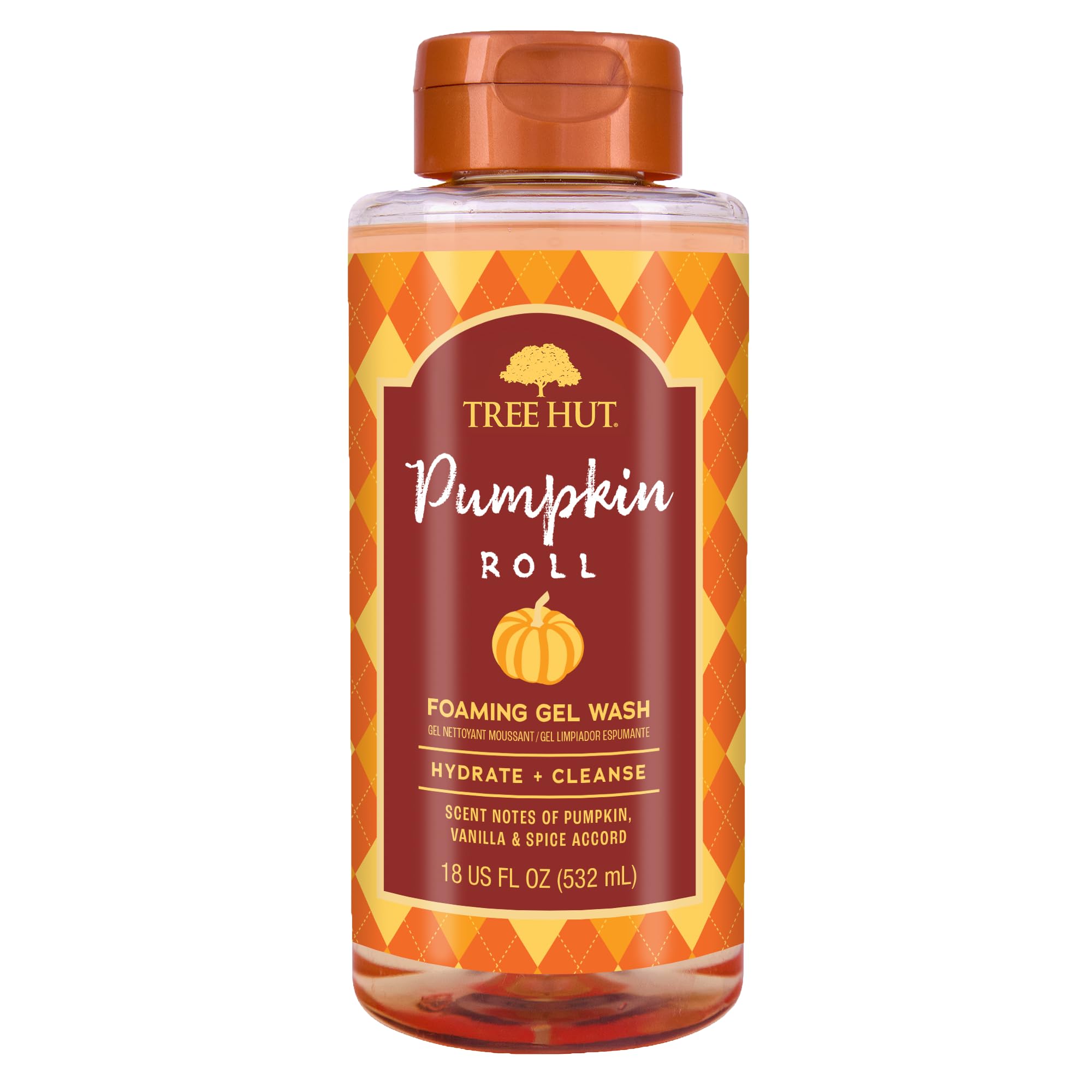 Tree Hut Pumpkin Roll Fall Scented Body Wash, 18 Fl Oz | Nourishing & Moisturizing Shower Gel w/ Shea Butter & Essential Oils