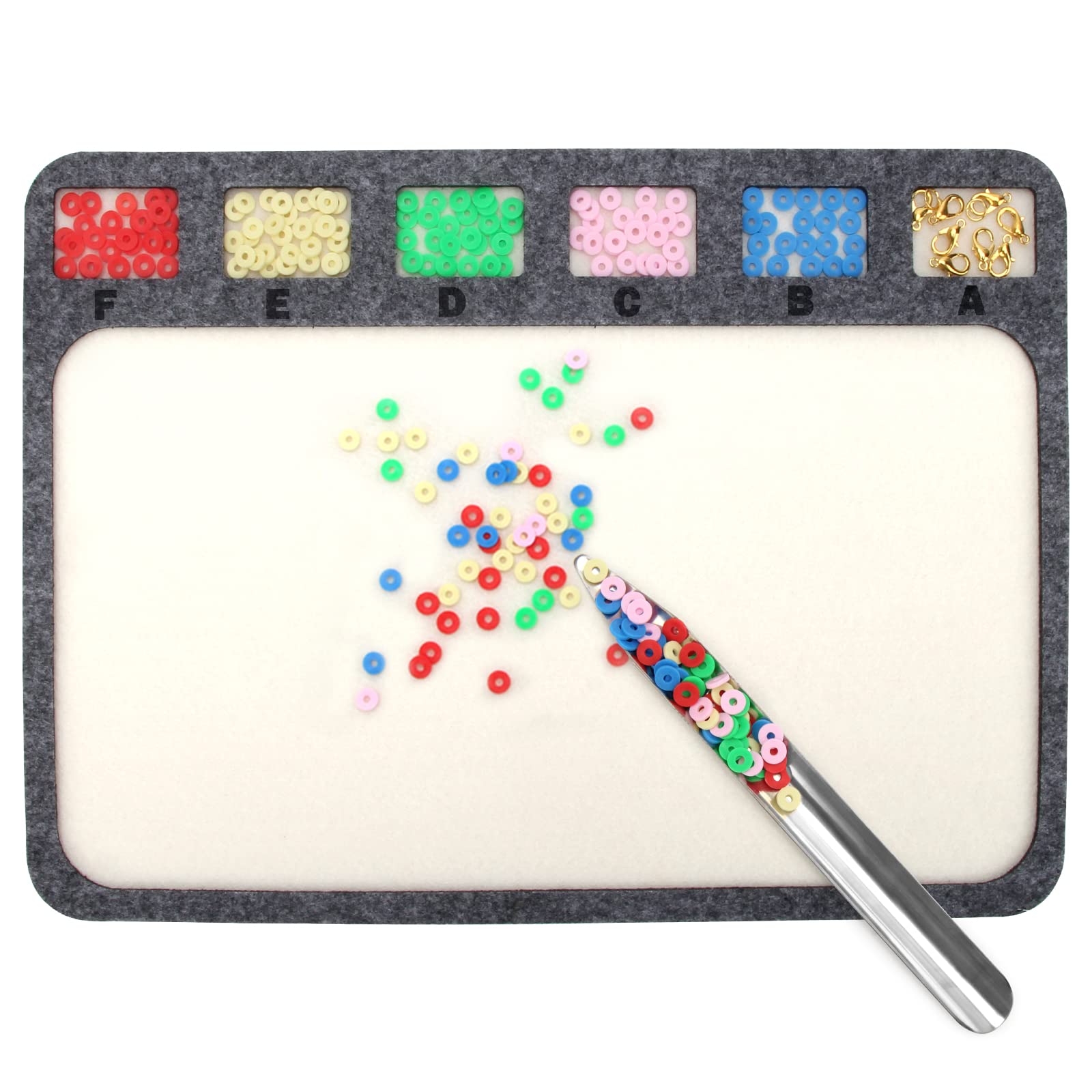 Photo 1 of Pletpet 2 PCS Set Bead Mats with Bead Scoop, Beading Trays Boards with Six Individual Grids for DIY Craft Jewelry Making(11.4x8.07inch)