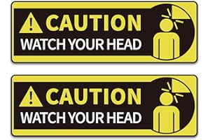 LUHIMO 2 PCS Watch Your Head Sign Stickers, Easy Installation Self Adhesive Vinyl Safety Signs Decals for Warehouse Basement and Factory