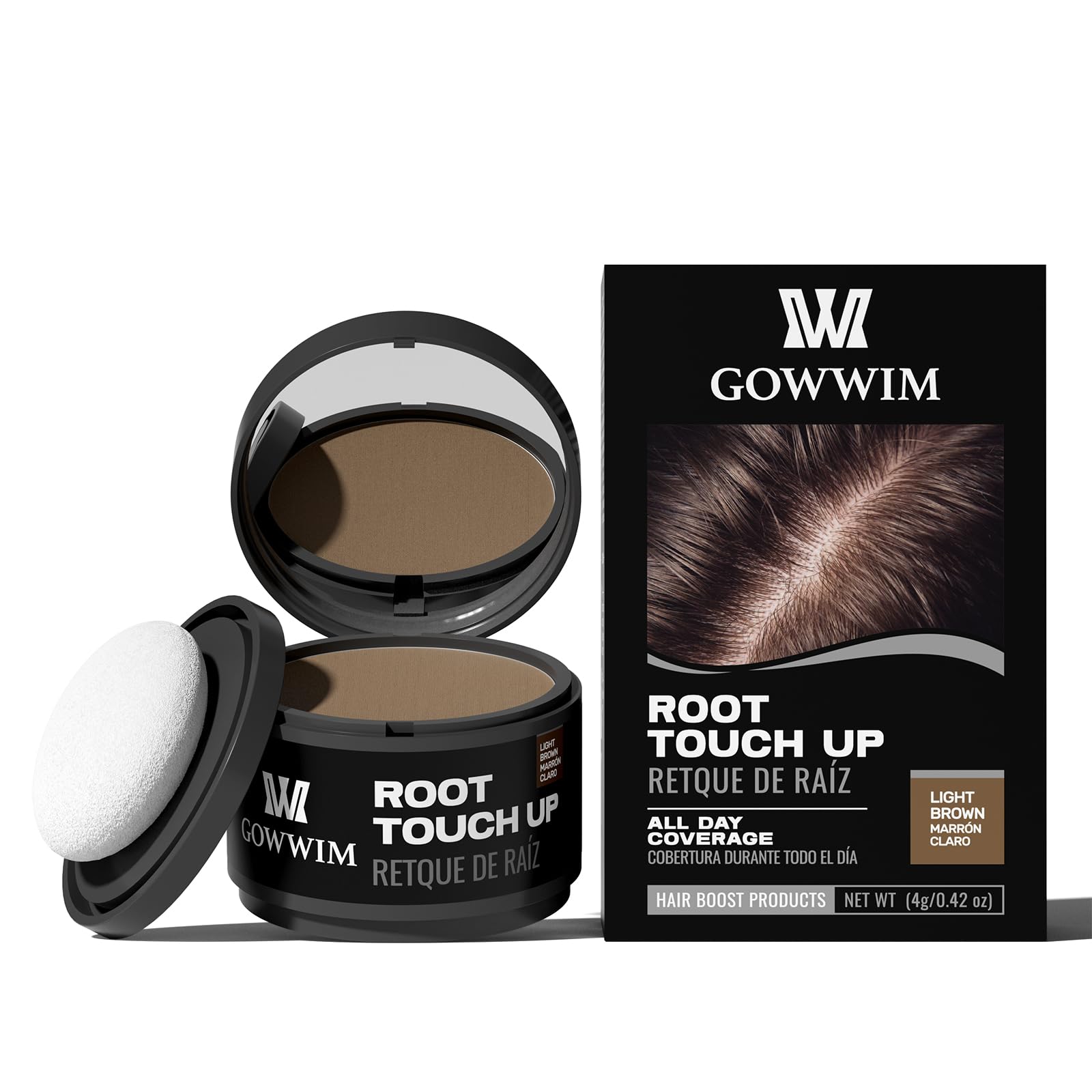 Gowwim Root Touch up Powder, Instantly Gray Hair Cover up Hairline Powder for Women & Men Waterproof and Sweatproof Root Cover Up Long-Lasting for Thinning & Loss Hair