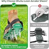 Ohuhu Lawn Aerator Shoes with Stainless Steel Spikes, Adjustable Fit view 3