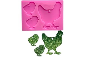 GURATAPA Shiny Glossy Fowl Chicken Family Mother and Baby Shape Silicone Molds for DIY Craft Keychain Polymer Clay Mold Necklace Epoxy Pendant Jewellery Resin Crafting Making Backpack Cake Decor Fondant Mould