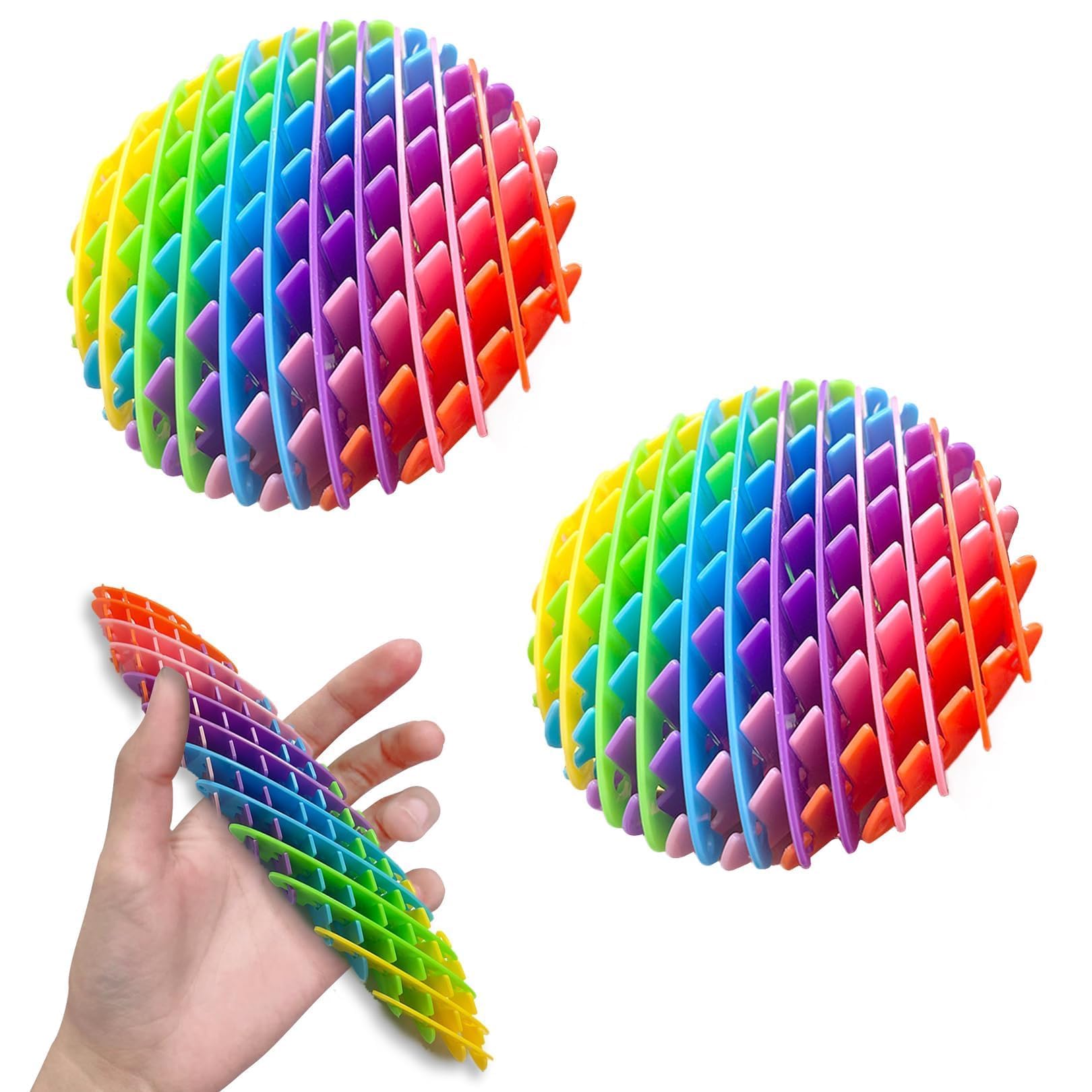 FJDRSIG 2 Pcs Fidget Worm Toy, Rainbow Color Fidget Toys, Popping Worm Stretchy Toys, Funny Stretchy Sensory Stress Toy, Fun Silent Aid in Relieve Stress and Anxiety Finger Gadget or Kids and Adults