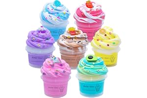 HOGFIT Butter Slime Kit Two-Toned 7 Packed Party Favors, Educational Slime Toys, Birthday Gifts Prize for Girl Boys Kids 6 7 8 9 10 11 12