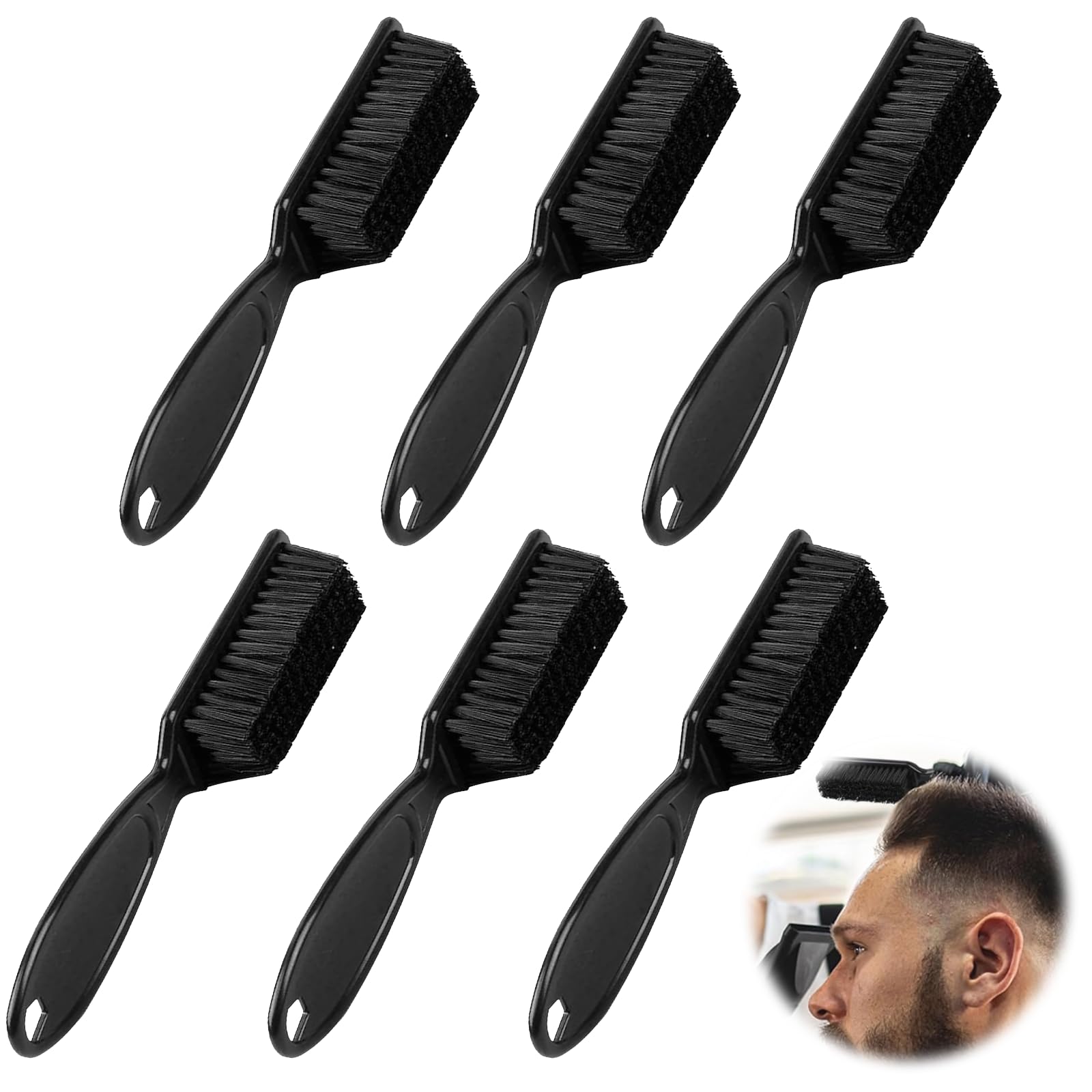 Xumann 6-Piece Fade Brush Set - Barber & Styling Tool for Men & Women (Black)