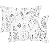 EXQ Home Pillowcase Silky Satin Pillowcase for Hair and Skin,Soft Cooling Printed Pillow Cases Queen Size Set of 2 Satin Pillow Case with Envelope Closure Flowers with White Background