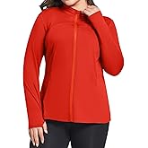 FOREYOND Plus Size Jackets for Women Athletic Workout Running Jacket Full Zip up Lightweight Yoga Tops with Thumb Holes