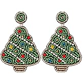 Christmas Earrings for Women, Cute Christmas Gift, Gingerbread Man Tree Bow Dangle Earring Holiday Happy New Year Gift