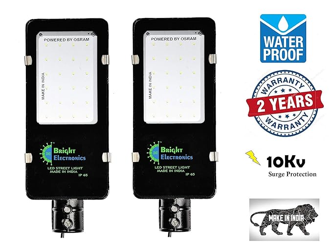 Bright LED Electronics Metal Body Thin 36w LED Street Lights- IP65 Waterproof (White) - Pack of 2