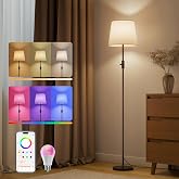 VARICART Smart RGB Floor Lamp, 62", App Control, Compatible with Alexa | 2700K-6000K tunable white, 1%-100% dimmable, music sync, 1200 lm woven linen shade for living rooms, no account required