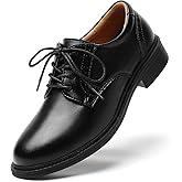 QJN Oxford Shoes for Women Black Formal Lace up Flats Dress Saddle Work Office Ladies Business Casual Dressy Shoes