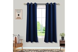 MRS.NATURALL 72 Inch Length Navy Blue Curtains for Bedroom 2 Panels Kids Blackout Thermal Insulated Grommet Drapes for Living Room Toddler Boys Decor 72 Inches Long