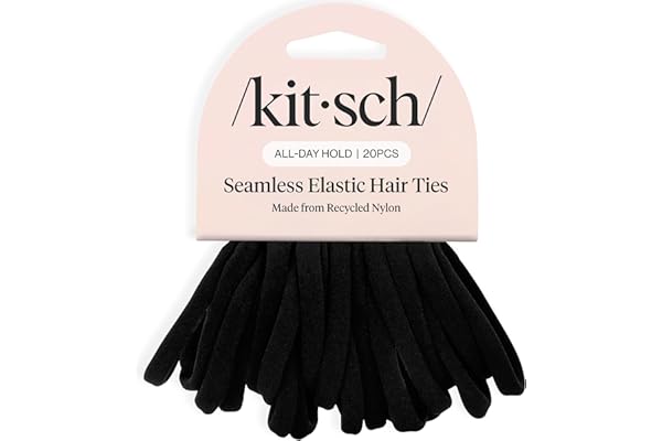 Kitsch Nylon Hair Ties No Damage - Stretchable Hair Bands for Strong All-Day Hold, Ponytail Holders | Hair Accessories for Gi