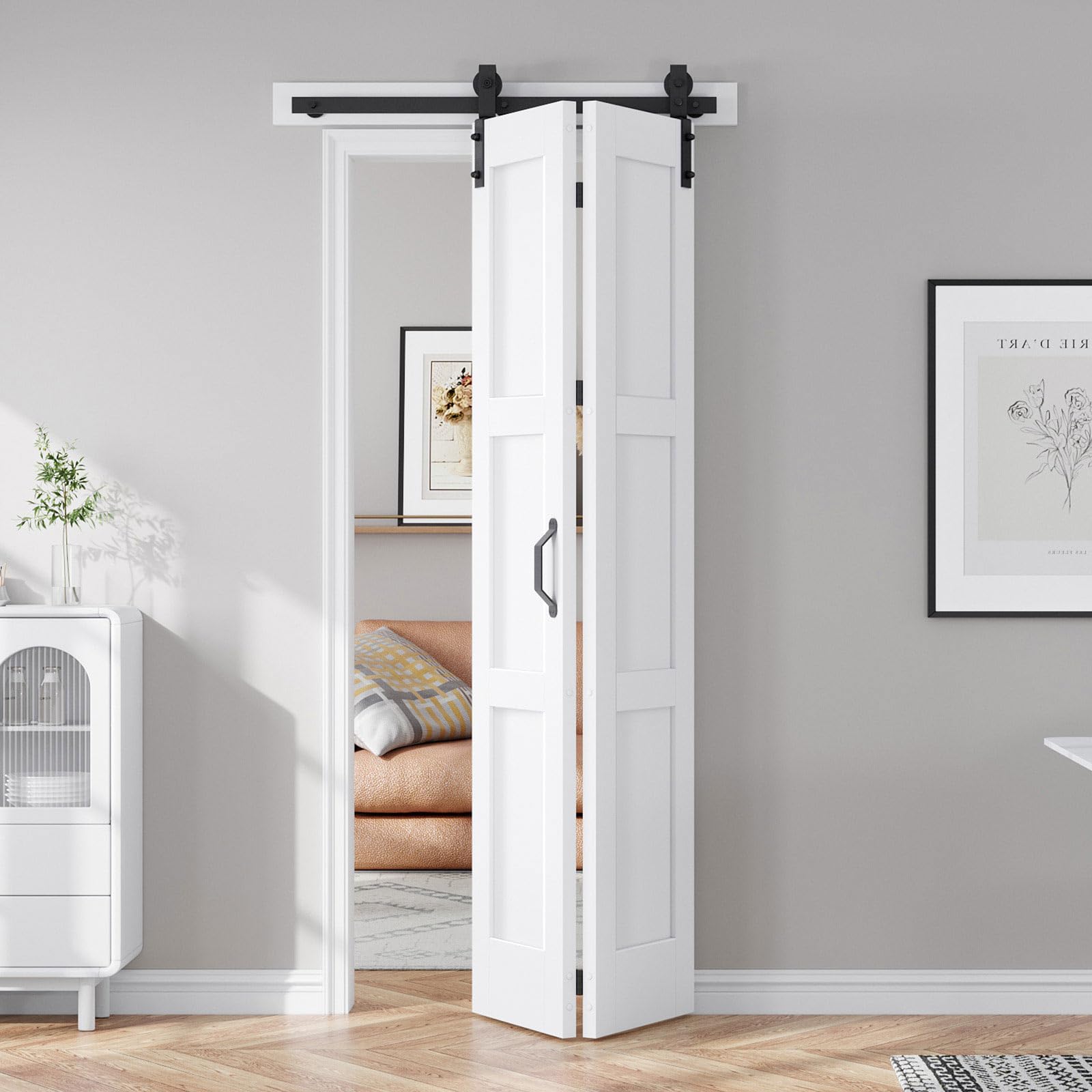 FREDBECK 32X84(Double 16x84) White Bifold Barn Door