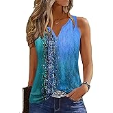 Tank Tops for Women Summer Tops Casual Button Down Shirts Loose Fit V Neck Sleeveless T Shirts