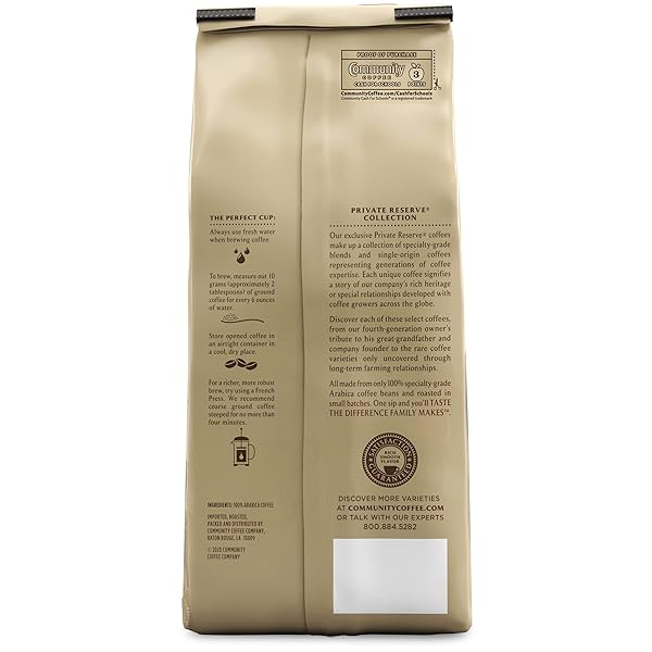 COMMUNITY COFFEE PRIVATE RESERVE LOUISIANA BLEND WHOLE BEAN COFFEE, DARK ROAST, 12 OUNCE BAG (PACK OF 1)
