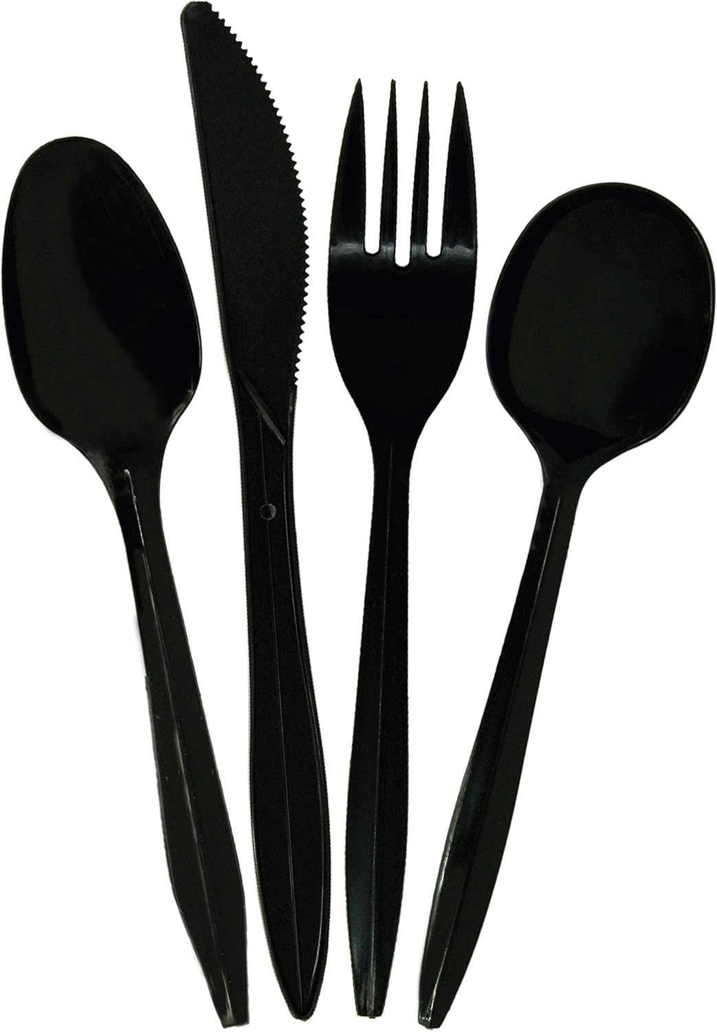 HOGOWARE Plastic, Disposable Utensils Bulk Set | Plastic-Ware Cutlery, 500 Pieces, for Dinner Party, Serving Wedding Cake, Pie & Desserts, Black Soup Spoons: Kitchen & Dining