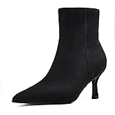 Elisabet Tang Women's Pointed Toe Booties 3 inches Heels Ankle Boots with Side Zipper Dressy Comfy Work Formal Winter Fall