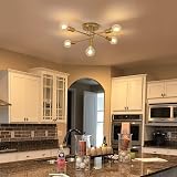 AUA Modern Sputnik Chandelier Golden 5 Light Semi Flush Mount Ceiling Light view 7