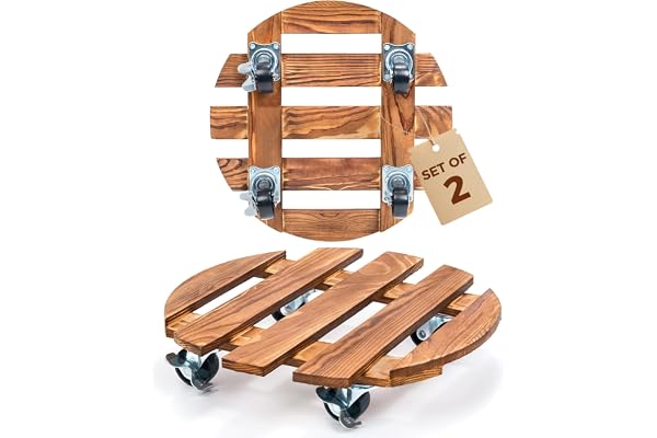 Bamworld Plant Stand Outdoor 12in Plant Caddy with Wheels Rolling Plant Stand with Wheels Round Planter Caddy Flower Cart Pla