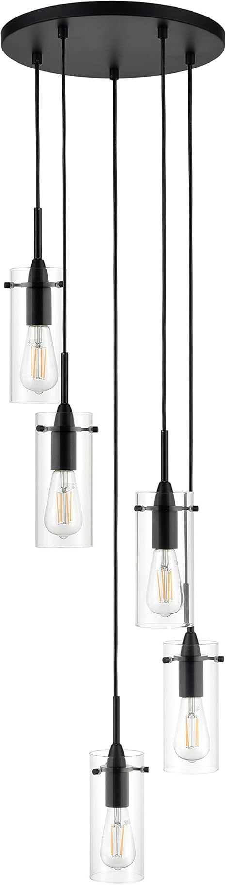 Amazoncom Effimero Multi Pendant Lighting For Kitchen Island Black Chandelier Cluster Pendant 5 Light Fixture Ll C45 5blk Home Improvement