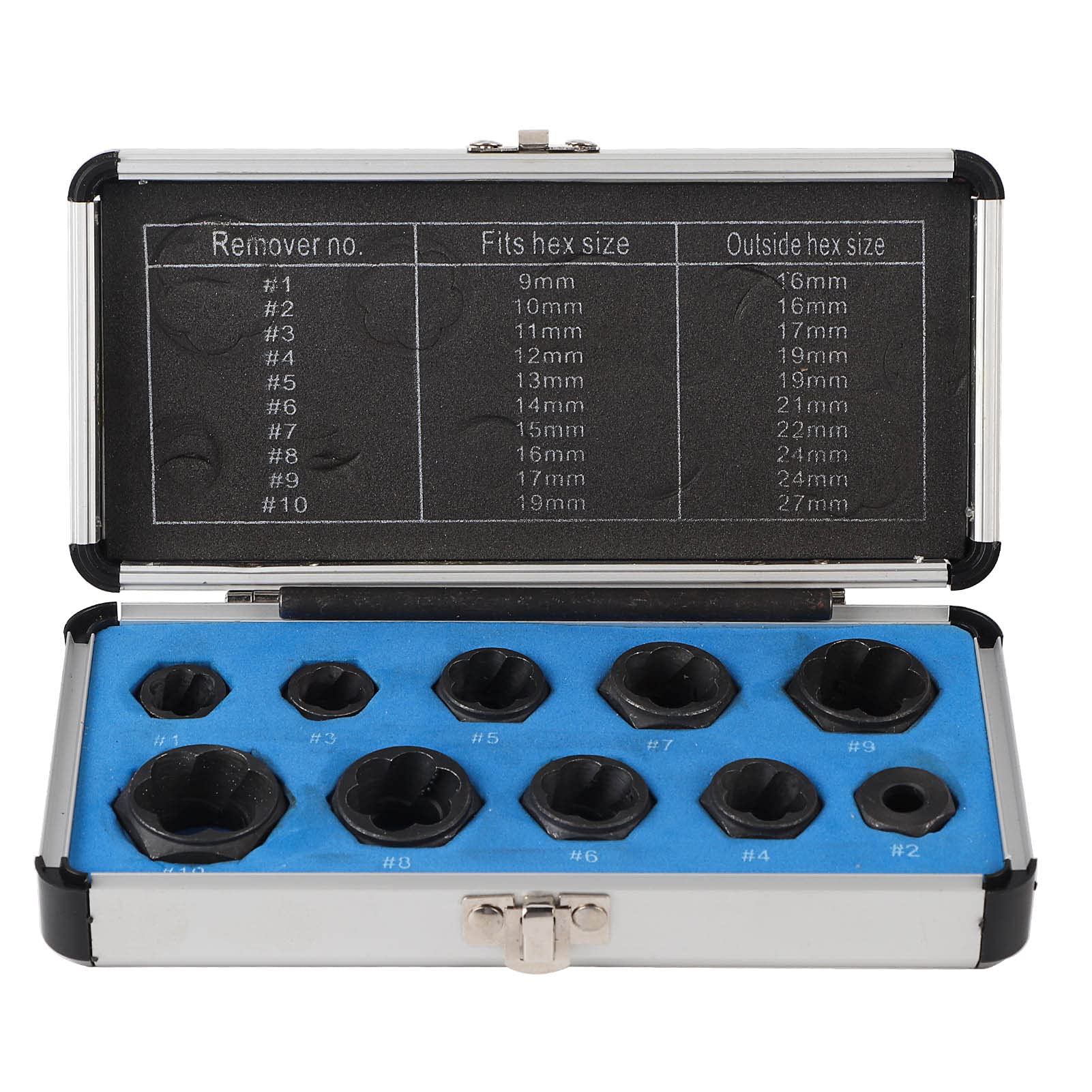 Wifehelper 9-19mm Damaged Nut Bolt Remover High Hardness Durable Stud Extractor Locking Socket Hand Tools Kits 11pcs/ Set