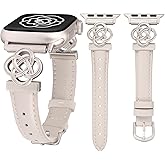 Wearlizer Slim Leather Band Compatible with Apple Watch Bands Women 41/40/38/42/44/45/46/49mm, Dressy Fancy Designer Celtic Knot Thin Strap for iWatch Series 11 10 9 8 7 6 5 4 3 SE/Ultra 3 2 1