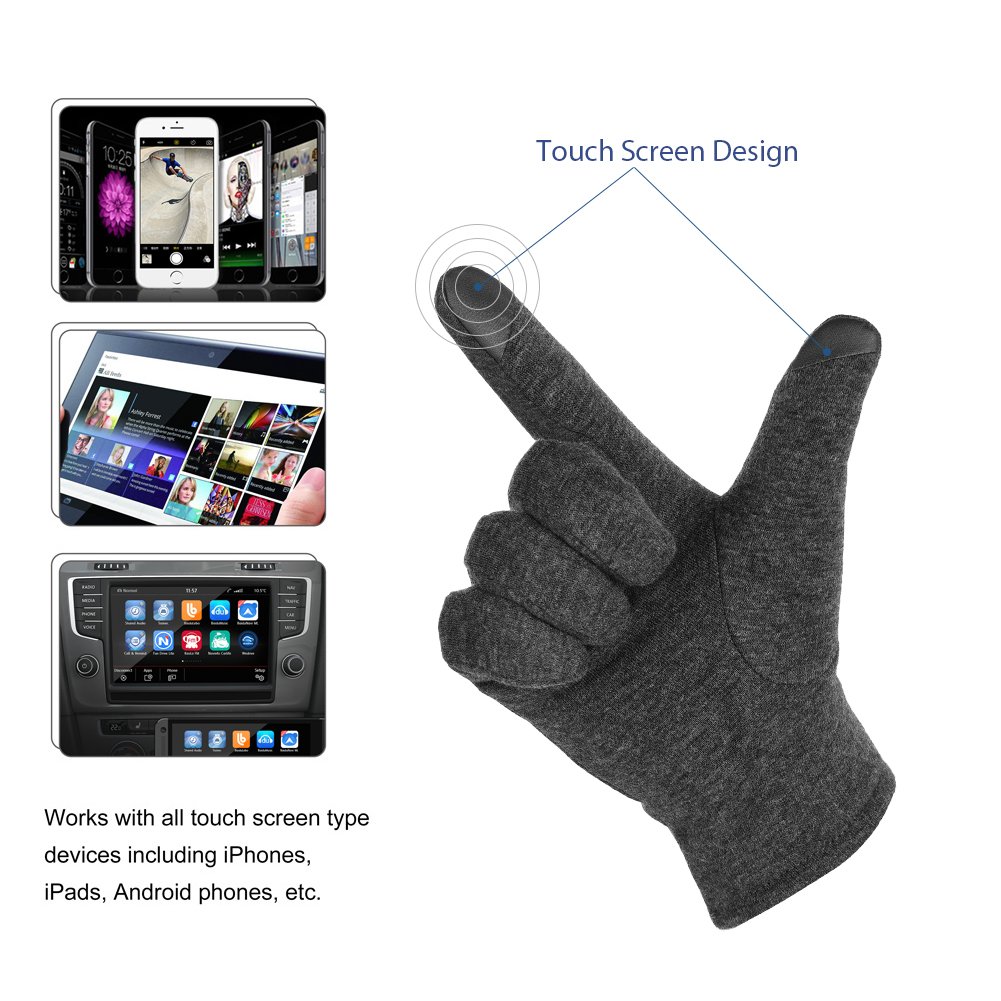 Vbiger Winter Warm Gloves Touch Screen Gloves Casual Gloves Texting Mittens for Men and Women (XL, Grey)