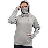 BASSDASH Women’s Fleece Fishing Hoodie with Neck Gaiter Water Resistant Performance Hiking Sweatshirt Pullover