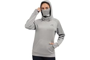 BASSDASH Women’s Fleece Fishing Hoodie with Neck Gaiter Water Resistant Performance Hiking Sweatshirt Pullover