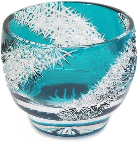 Amazon Com Ohba Glass Cut Glass 江戸切子 Edo Kiriko Japanese Traditional Craft In Gift Box 光る宙 Milky Way Green Sake Cups