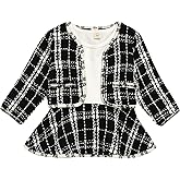 Toddler Kids Baby Girls Plaid Skirt Set Cardigan Jacket Coat + Tutu Dress Set Long Sleeve Outfits Fall Outfit Set