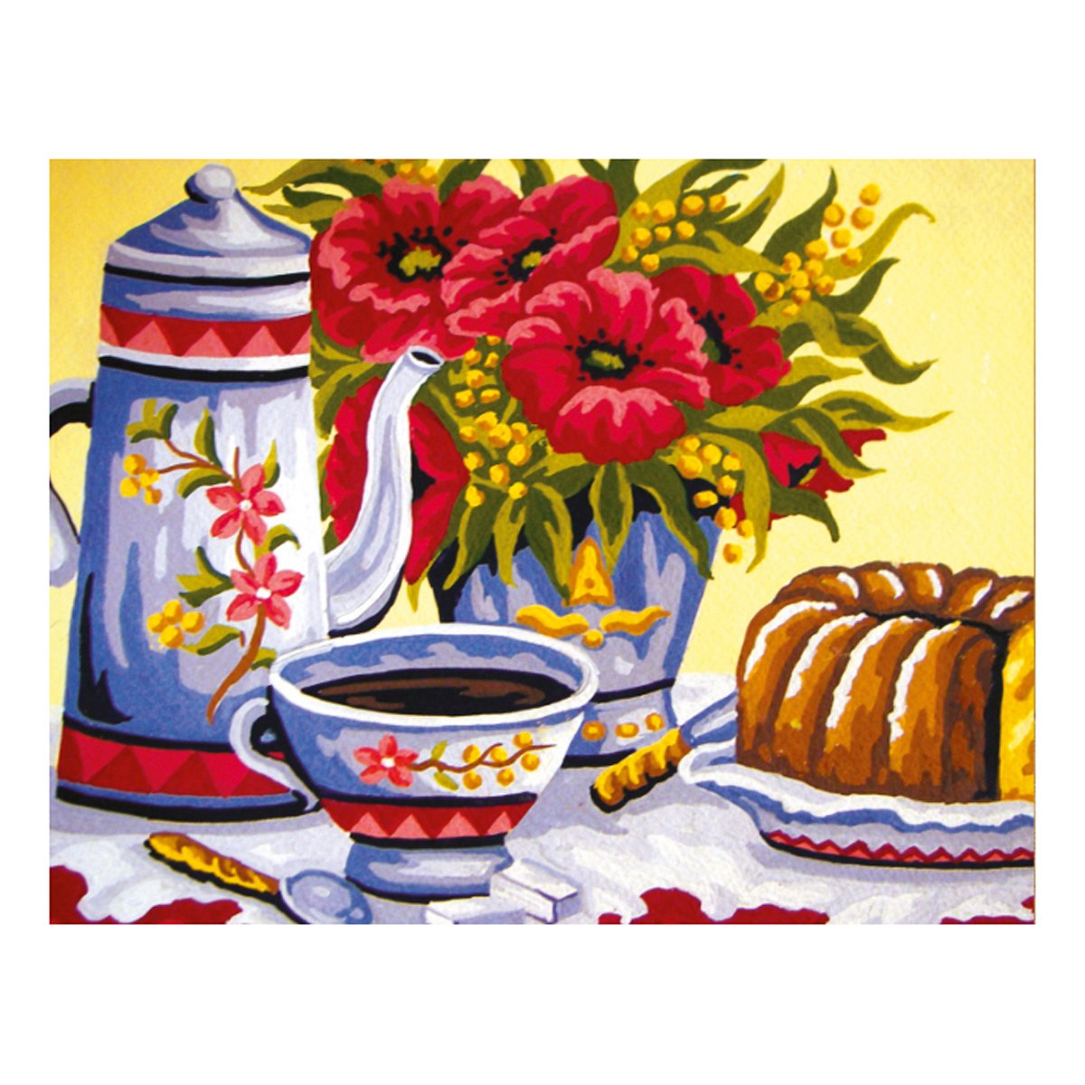 Collection D'Art Tapestry Kit Tea and Cake, 100% Cotton, Multi-Colour, 38 x 25 x 0.5 cm