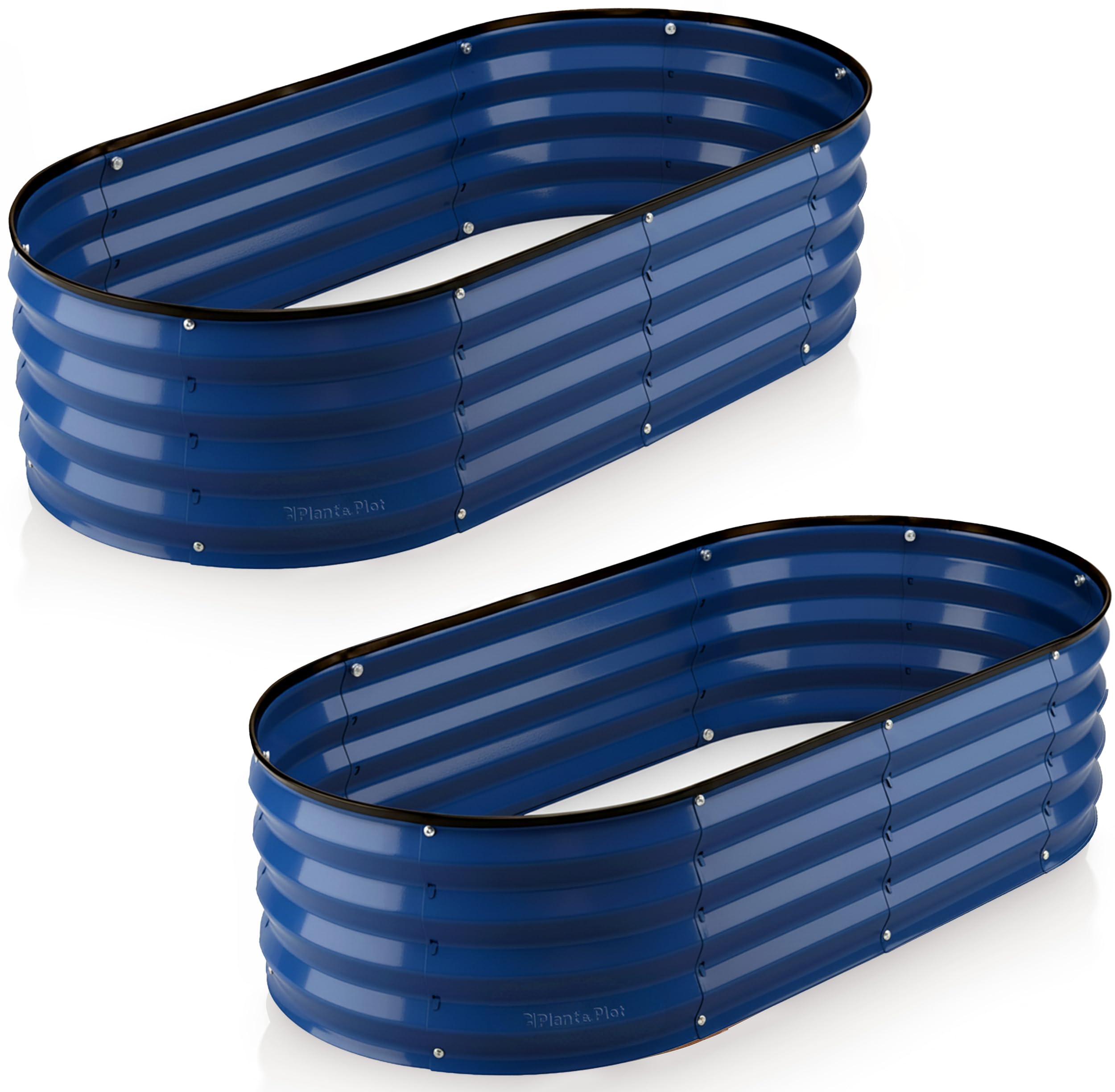 Plant & Plot Galvanized Raised Garden Beds Outdoor // 4×2×1 ft (2-Pack) Planter Raised Beds for Gardening, Vegetables, Flowers // Large Metal Garden Box // Patented Tool-Free Design (Navy) Image