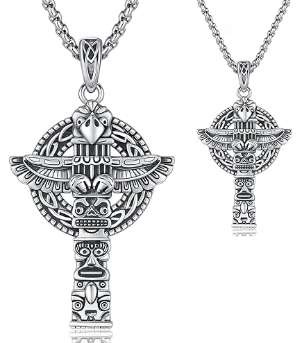 PELOVNY Aztec Jewelry 925 Sterling Silver Skull Pendant