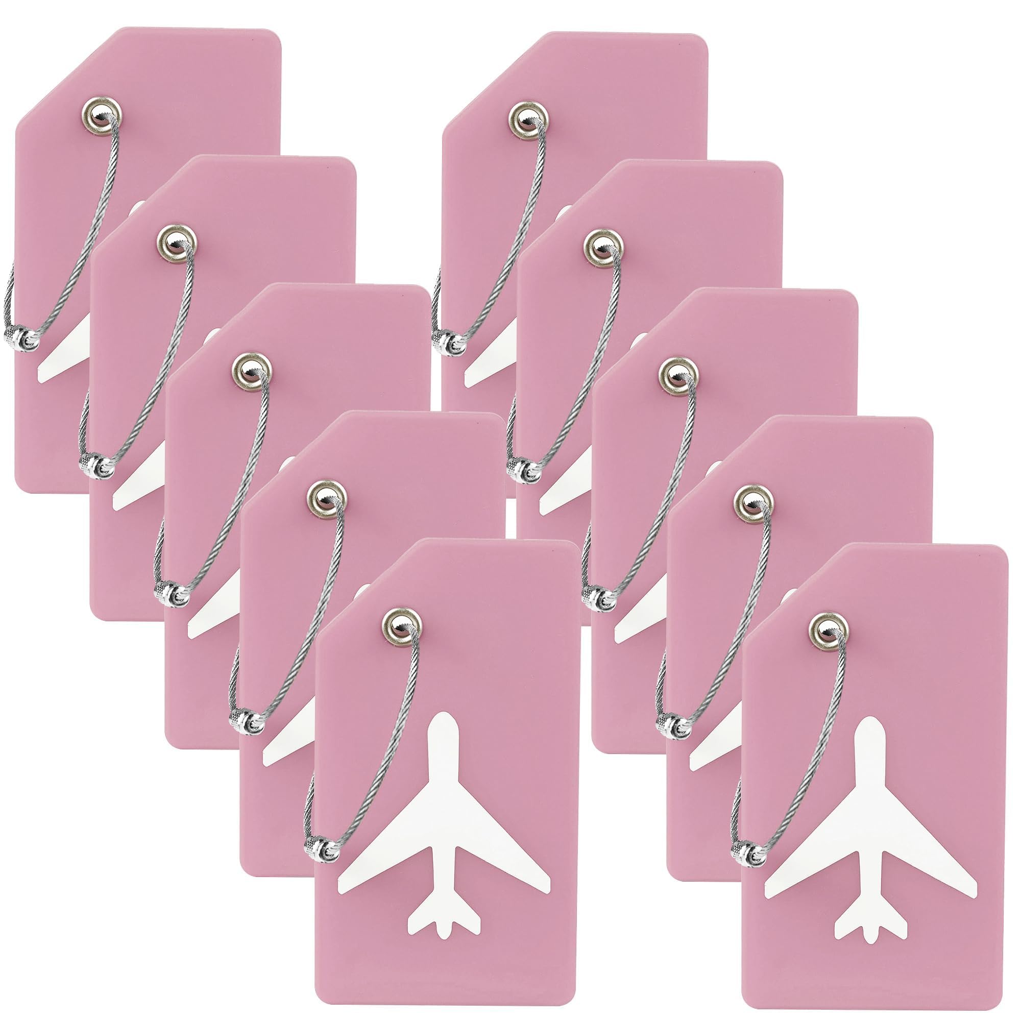 Photo 1 of 10 Pack Silicone Luggage Tag for Suitcases with Stainless Loop, TSA Approved, Privacy Protection Travel Essentials Bag Tags by Gostwo, Pink