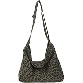 Kehpish Cotton Tote Handbag Women Canvas Crossbody Beach Bag Hobo Shoulder Tote Bag with 3 External Pocket,Zipper Closure