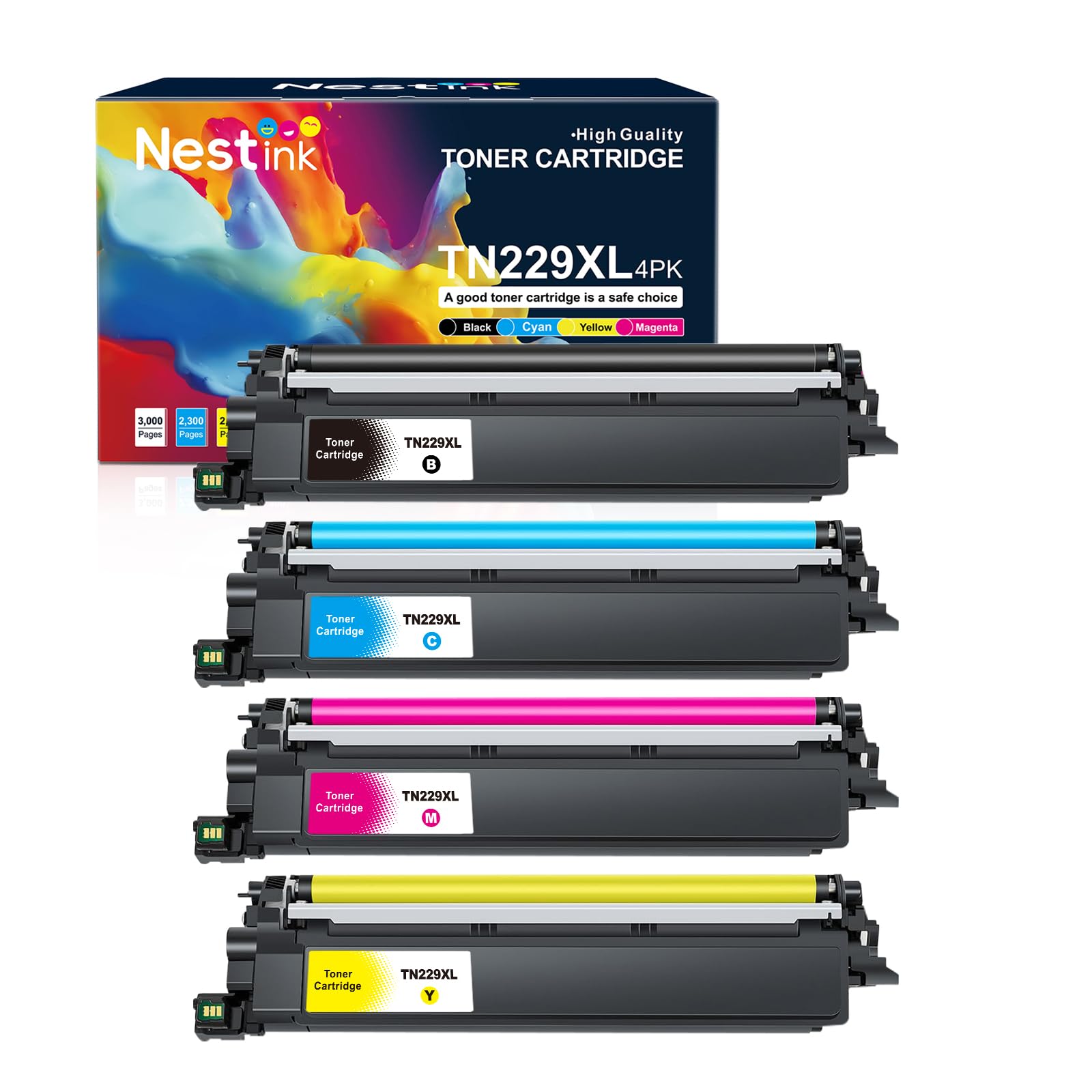 Photo 1 of TN229XL High Yield Toner Cartridge Replacement for Brother TN229 to Compatible with HL-L3220CDW, L3280CDW, L3295CDW, L3300CDW, L8245CDW,MFC-L3720CDW, L3765CDW, L3780CDW, L8395CDW (4PACK BK/Y/C/M)
