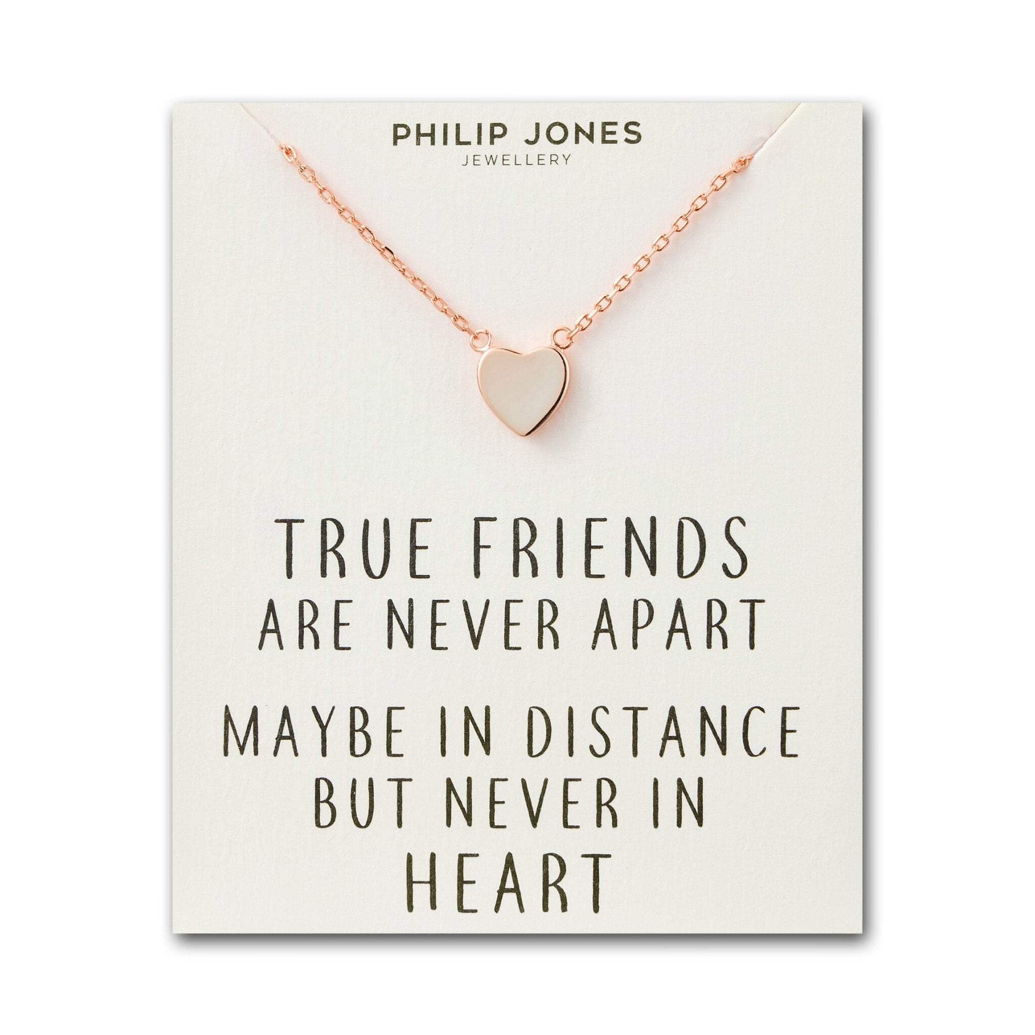 Philip Jones Rose Gold Plated Heart Necklace with Quote Card